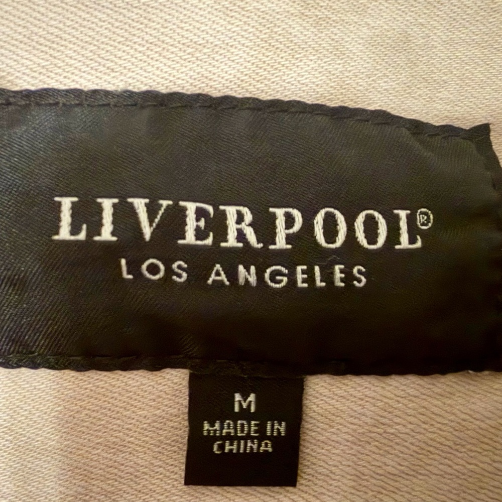 Liverpool Cropped Cream Jean Jacket with Frayed Hem - Picture 3 of 3